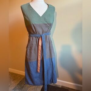 Fabindia Cotton Sleeveless V-Shaped Midi Dress